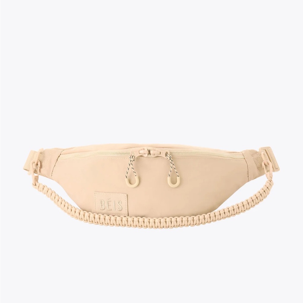 BEIS Cream Woven Strap Crossbody Belt Bag
